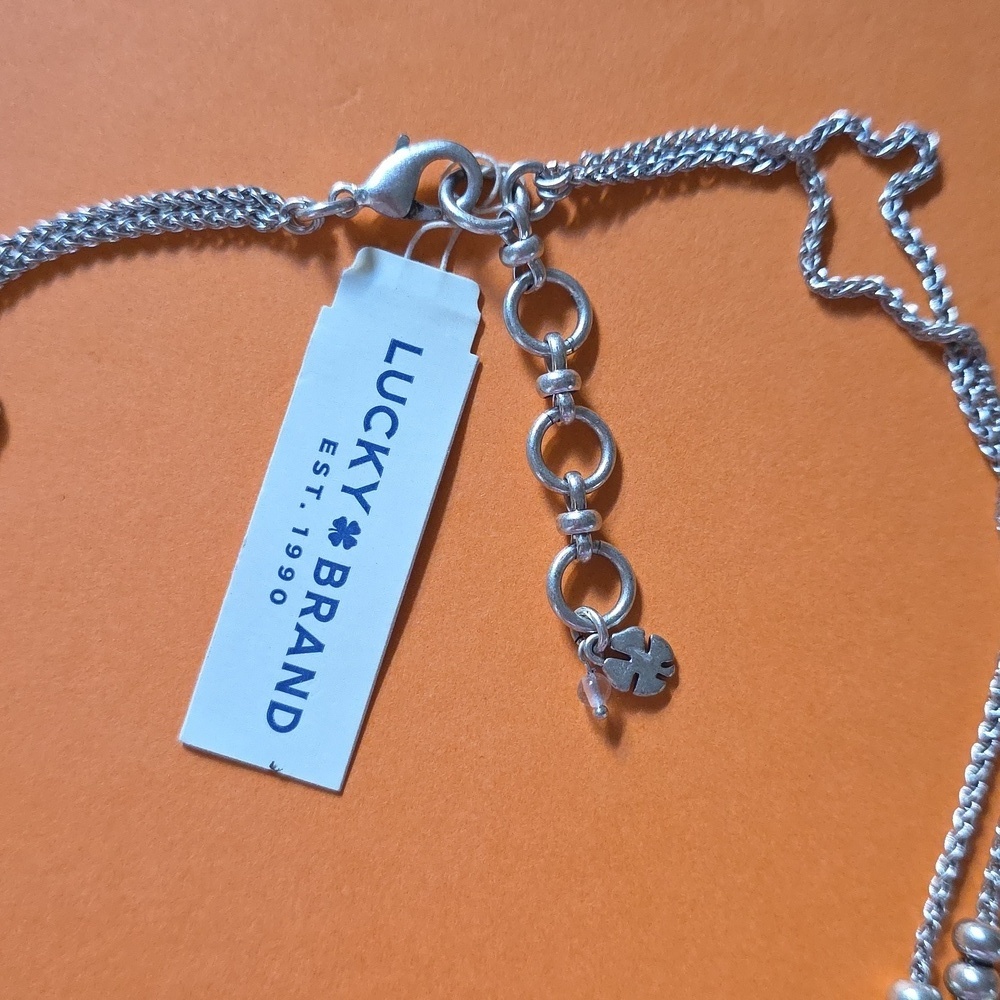 NWT LUCKY BRAND TWO LAYER MOP PEARL ROCK CRYSTAL TRIBAL STATEMENT NECKLACE 18-9" - Picture 4 of 5